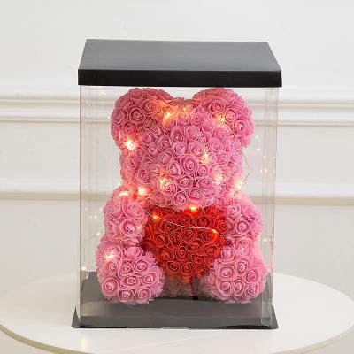 China Green Environmental Protection Hot Selling Valentine's Gift Rose Teddy Bear In Box Bears Rose Bear 40cm for sale