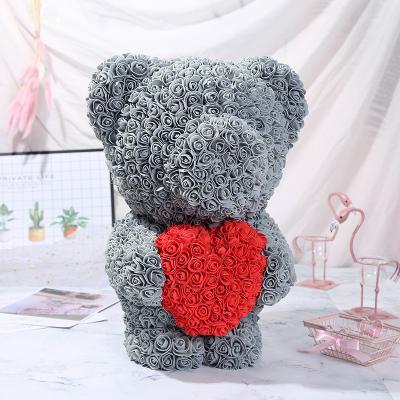 China Popular Hot Selling Christmas Rose Bear Gift Popular Foam Bear Of Roses 40 for sale