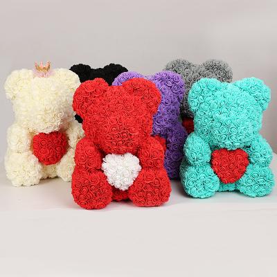 China Fashional Fashional handcrafted preserved rose flower bear for christmas gift for sale