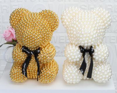 China Hot Sale Teddy Bear 25cm Romantic Artificial Bear Rose Pearl Bear For Valentine for sale