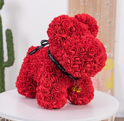 China Wholesale Christmas Gift Green Environmental Protection Foam Handmade Flower Rose Dog Bear for sale