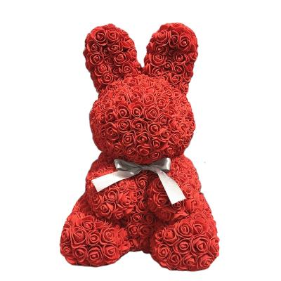 China 2021 Best 40cm Environmental Protection Green Gift Artificial Pink Teddy Bear Rose Bunny For Vanlentine's Day for sale