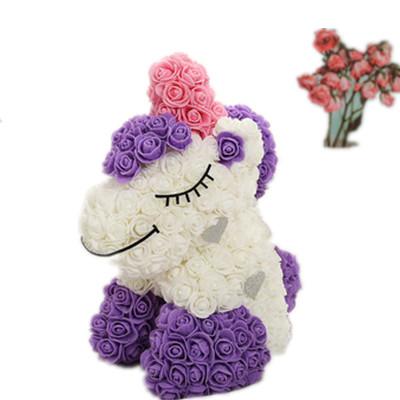 China Fashional Christmas gift must-have New Year rose unicorn rose bear with gift box unicorn roses for sale