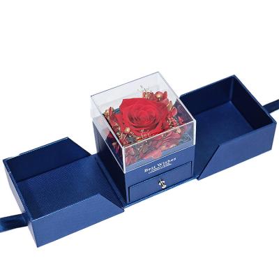 China Factory Wholesale New Luxury Eternal Acrylic Flower Drawer Box Artificial Flower for sale