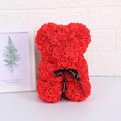 China decorative flowers & Braid 25 cm Red Bear Rose Flower Teddy Bear Foam Pink Bear for sale