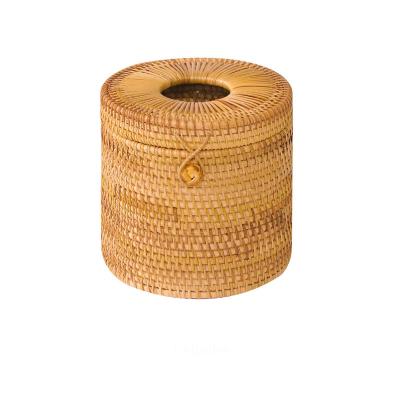 China 1Pcs Autumn Rattan Weaving Storage Box Viable Handmade Rattan Cloth Weaving Box for sale