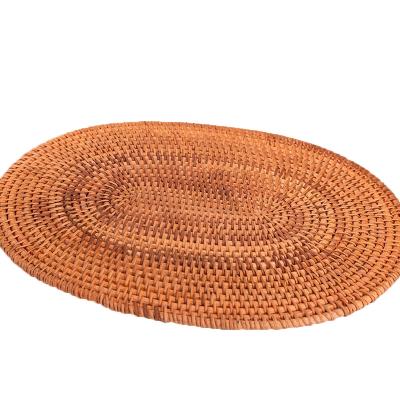 China Viable Mat Durable Hand Woven Insulation Coffee Cup Coaster Teapot Mat Rattan Place Mat Coaster Kitchen Table Bowl for sale