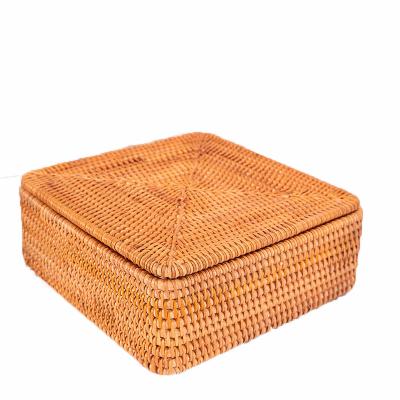 China Sustainable Rattan Snack Compartment Basket Reinforced Storage Basket Supermarket Display Candy Fruit Basket for sale