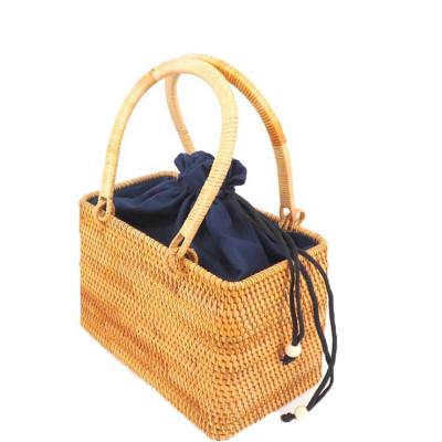 China Natural Rattan Tote Bags Women Braided Handbag Viable Casual Bag For Garden Mini Woven Rattan Bags Handmade for sale