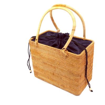 China Women Summer Boho Beach Rattan Bag Shoulder Bags Sustainable Vintage Woven Fashion Handmade Knitted Casual Tote for sale