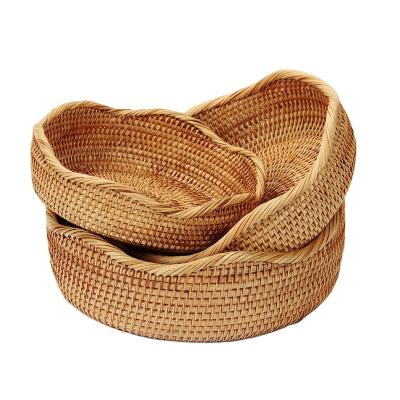 China OEM Natural Handmade Woven Round Breadfruit Storage Waterproof Round Basket Viable Supply Large Size New Design for sale