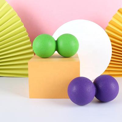 China New Custom Wholesale Eco Non-Toxic Silicone Double Band Peanut Lacrosse Lacrosse Band Logo Yoga Massage Ball for sale