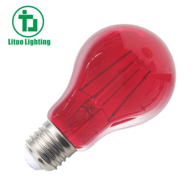 China Luxury Glass Decorative Antique Red Color A60 LED Filament Light Bulb for sale