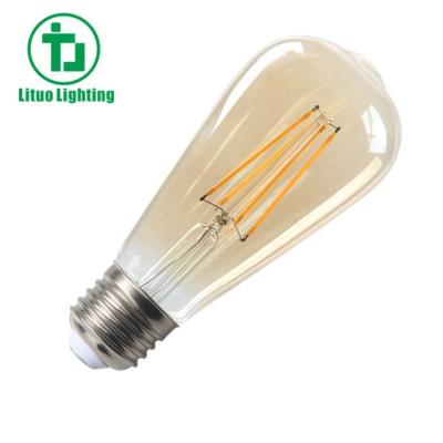 China Residential 60W Equivalent ST64 LED Edison Glass Classic 6W Light Bulbs for sale