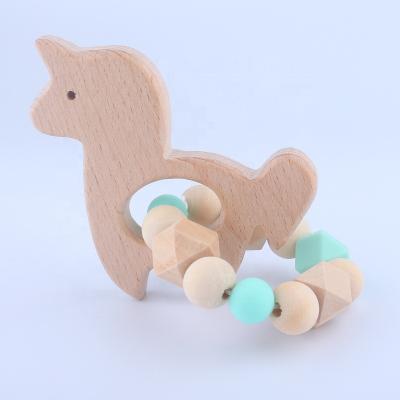 China Non-Toxic Funny Wooden Baby Teether Chain Pacifier Clip Baby Teethers Wholesales Baby Teethers for sale