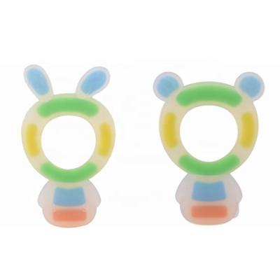 China 100%food grade Silicone Teether New Funny Design Elf Shape Colorful Silicone Teether Baby Teether Toy for sale