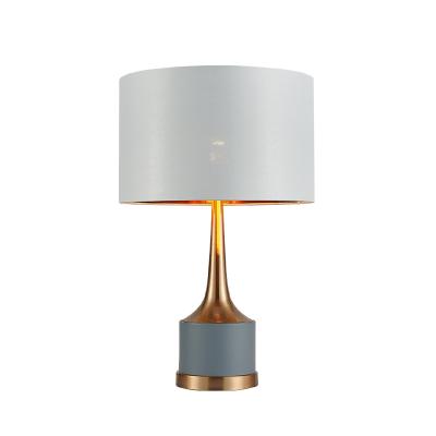 China EUROPEAN Desk Light LED Lamp Gold Metal Table Lamp with Fabric Cover for Living Room Bedroom Study Room Used for sale