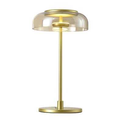 China EUROPEAN Modern Decorative Glass Shade Golden Dimmer Swith Led 5w Foldable Table Lamps For Hotel for sale