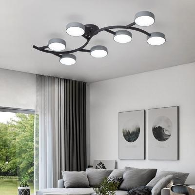 China Surface Mounted Large Modern Decorative Black Iron Ceiling Light Chandelier For High Ceilings for sale