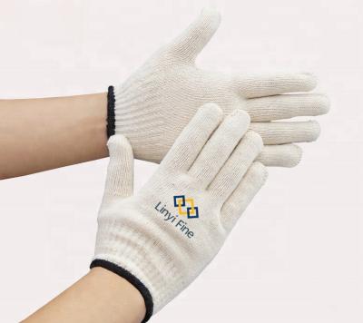 China 7 Gauge Breathable White Polycotton / Cotton Knitted Hand Work Gloves for sale