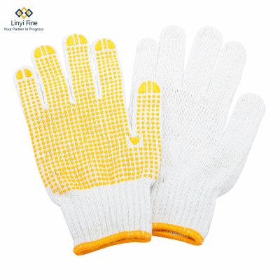 China Anti-Slip PVC Dotted White Cotton Knitted Gloves for sale