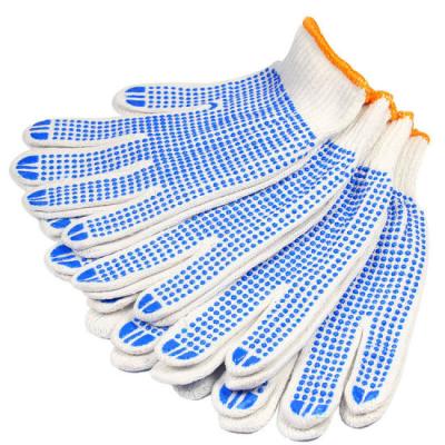 China Linyi Anti-Slip Protection Blue PVC Dotted White Cotton Safety Work Gloves for sale