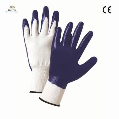 China Breathable Nitrile Coated Safety Printed With Logo Protective Hand Work Gloves for sale