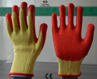 China Anti-Slip Orange Latex Coated Cotton Work Gloves For Construction Use for sale