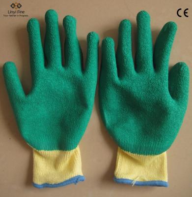 China Breathable Ply Green Latex Coated Construction Safety Work Gloves for sale