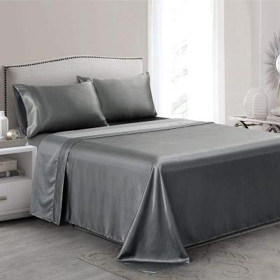 China Anti-Static All Season Bed Sheets 4PCS Bed Quilt Cover Set Durable Quilting Luxury Satin Sheet Set Solid for sale