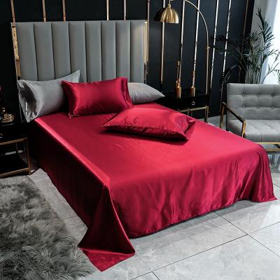 China Factory Supply Anti-Static Satin Solid Color 4pcs Luxury Silk Sheet Set, Dinner Microfiber Soft Sheet Set Solid for sale