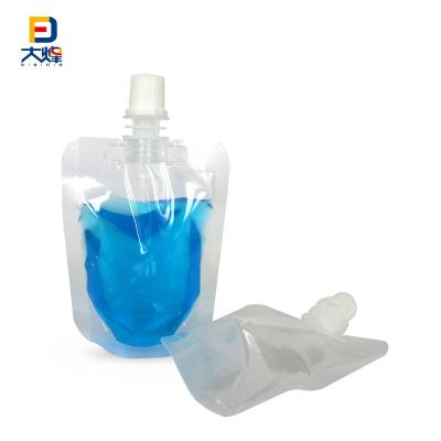 China 100ml Recyclable Clear Stand Up Transparent Spout Pouch Water Bag Spout Pouch Ready To Ship for sale