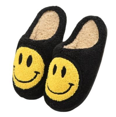 China Fashion Trend Wholesale Warm Winter Slippers Cute Smiley Pattern Women Fur Slippers Bedroom Slippers for sale