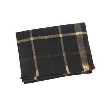 China Custom Logo Plaid Scarves Shawl Outdoor Long Warm Scarf With Tassel For Men And Women for sale