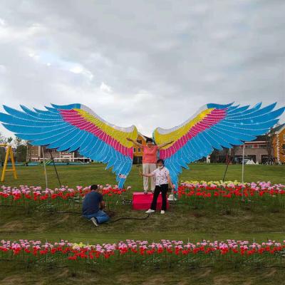 China Outdoor Amusement Park Garden Park Mall Commercial Street Christmas Lighting Large Led Lantern Led Angel Wings For Garden Park Decoration for sale