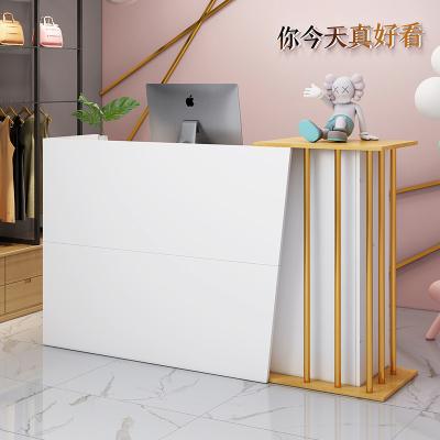 China Modern gold style reception beauty salon design luxury receptions and white reception for sale