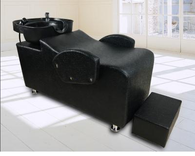 China Modern Salon Hair Wash Bed, Ergonomic Design Salon Shampoo Station, PU Leather Shampoo Bed With Ceramic Bowl for sale