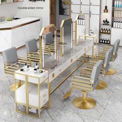 China Modern Barber Shop Equipment Hair Styling Mirror Station Hairdressing Chairs Beauty Salon Furniture Set for sale