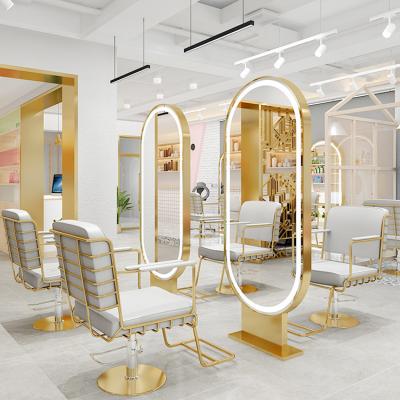 China Modern Hair Station Large Size Salon Mirror , Beauty Stand Up Salon Mirror With LED Light for sale