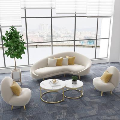 China Modern Sophisticated Tech Furniture Sofa Salon Office Reception Sofa Arc Shape Fabric Art Sofa for sale