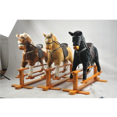 China Ride on Toy New Creative Solid Wood Softboakid ride on animal toys plush simulation horse rocking horse toy for boys for sale