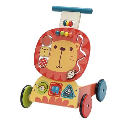 China Solid Wooden Educational MDF Lion Cart Wood Multifunctional Plywood Baby Toy for sale