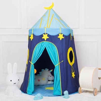 China Toy High Quality Soft Blue/Pink Foldable Small House Kid's Castle Play Teepee Indoor Indoor Outdoor Kids Tent for sale