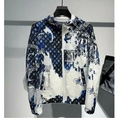 China High Quality Men's Summer Hooded Outdoor Sunscreen Printed Jacket Slim Breathable Printed Jacket QUICK DRY for sale