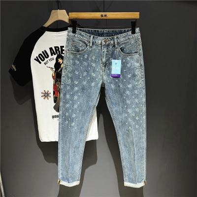 China New LOGO Cotton Waterproof Jeans Men Customized Style Printed Summer Denim Casual Ripped Cut UP Half Short Jeans Pants For Men for sale