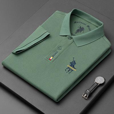 China New Men's High Quality Custom LOGO Anti-Wrinkle Cotton Short Lapel Slim Business T-shirt 100% Sleeve Style Polo Shirt for sale