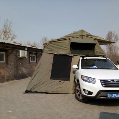 China Upright Bracing Type Off Road Canvas Car Roof Tent Top Camping Roof Top 4wd Pop Outdoor Camper for sale