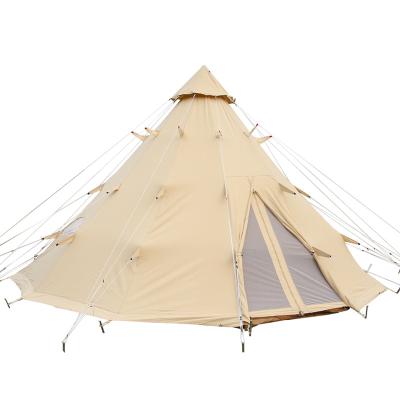 China Large Glamping Caravan Family House Teepee Wholesale Camping Military Bell Type Upright Bracing Type for sale