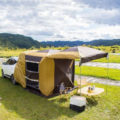 China Straight Tie Type Outdoor Gear Tailgate Canopy Door Canopy Tent SUV Van Awning Connectable Rear Tent for Camping for sale