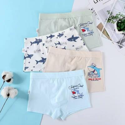 China Children's Breathable Boxer Briefs Cartoon Boys And Girls Baby Four-corner Cotton Shorts Medium Children The New Flat And Small Feet for sale